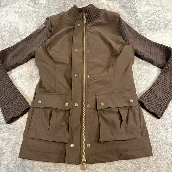 Anatomie Women Brown Field Jacket Ribbed Knit Sleeves Small Utility - Picture 1 of 8